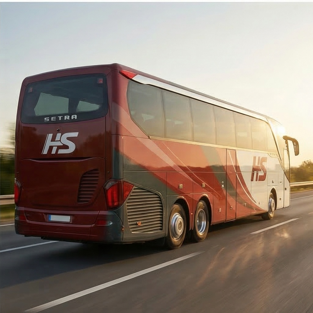 Autobus HS bussi při večerní jízdě